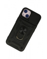 Newface iPhone 13 Kılıf Pars Lens Yüzüklü Silikon - Siyah