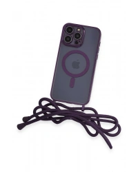 Newface iPhone 13 Pro Kılıf Divo Lazer Askılı Magsafe Kapak - Derin Mor