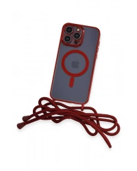 Newface iPhone 13 Pro Kılıf Divo Lazer Askılı Magsafe Kapak - Kırmızı