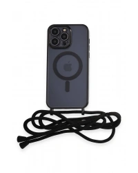 Newface iPhone 13 Pro Kılıf Divo Lazer Askılı Magsafe Kapak - Siyah