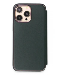 Newface iPhone 13 Pro Kılıf Dolpin Kapaklı - Koyu Yeşil