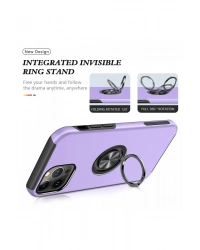 Newface iPhone 13 Pro Kılıf Elit Yüzüklü Kapak - Mor