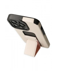 Newface iPhone 13 Pro Kılıf Mega Standlı Silikon - Gold