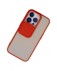 Newface iPhone 13 Pro Kılıf Palm Buzlu Kamera Sürgülü Silikon - Kırmızı