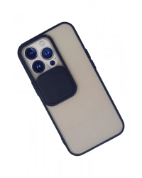 Newface iPhone 13 Pro Kılıf Palm Buzlu Kamera Sürgülü Silikon - Lacivert