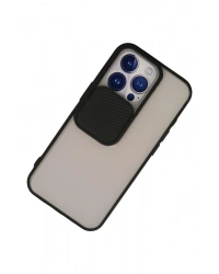 Newface iPhone 13 Pro Kılıf Palm Buzlu Kamera Sürgülü Silikon - Siyah