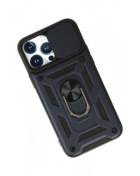 Newface iPhone 13 Pro Kılıf Pars Lens Yüzüklü Silikon - Lacivert