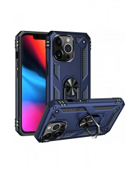 Newface iPhone 13 Pro Kılıf Sofya Yüzüklü Silikon Kapak - Lacivert