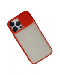 Newface iPhone 13 Pro Max Kılıf Palm Buzlu Kamera Sürgülü Silikon - Kırmızı