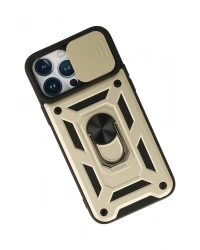 Newface iPhone 13 Pro Max Kılıf Pars Lens Yüzüklü Silikon - Gold