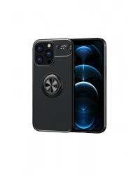 Newface iPhone 13 Pro Max Kılıf Range Yüzüklü Silikon - Siyah