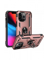 Newface iPhone 13 Pro Max Kılıf Sofya Yüzüklü Silikon Kapak - Rose