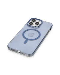 Newface iPhone 13 Pro Max Kılıf Tron Şeffaf Magsafe Kapak - Mavi