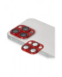 Newface iPhone 13 Pro Max Pers Alüminyum Kamera Lens - Kırmızı