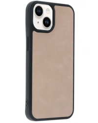 Newface iPhone 14 Kılıf Aras Deri Kapak - Pudra