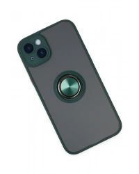 Newface iPhone 14 Kılıf Montreal Yüzüklü Silikon Kapak - Yeşil