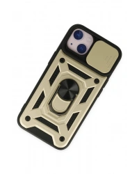 Newface iPhone 14 Kılıf Pars Lens Yüzüklü Silikon - Gold