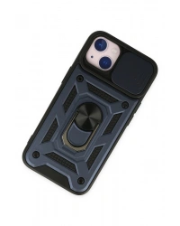 Newface iPhone 14 Kılıf Pars Lens Yüzüklü Silikon - Lacivert