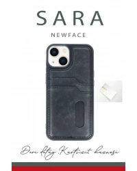 Newface iPhone 14 Kılıf Sara Kartvizitli Deri Kılıf - Kırmızı