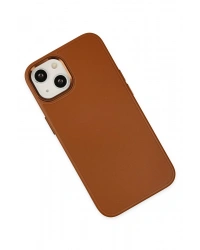 Newface iPhone 14 Plus Kılıf Asya Deri Silikon - Kahverengi