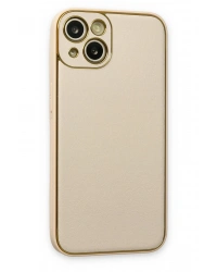 Newface iPhone 14 Plus Kılıf Coco Deri Silikon Kapak - Gold