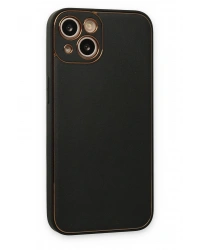 Newface iPhone 14 Plus Kılıf Coco Deri Silikon Kapak - Siyah