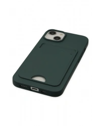 Newface iPhone 14 Plus Kılıf Kelvin Kartvizitli Silikon - Koyu Yeşil
