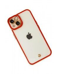 Newface iPhone 14 Plus Kılıf Liva Lens Silikon - Kırmızı