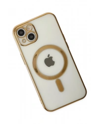 Newface iPhone 14 Plus Kılıf Magneticsafe Lazer Silikon - Gold