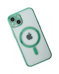 Newface iPhone 14 Plus Kılıf Magneticsafe Lazer Silikon - Haki Yeşil