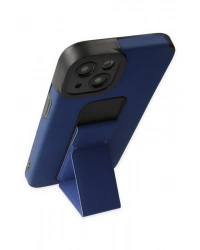 Newface iPhone 14 Plus Kılıf Mega Standlı Silikon - Mavi