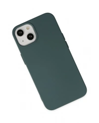 Newface iPhone 14 Plus Kılıf Nano içi Kadife Silikon - Koyu Yeşil