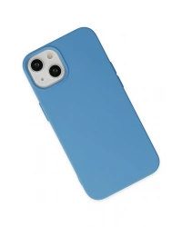 Newface iPhone 14 Plus Kılıf Nano içi Kadife Silikon - Mavi