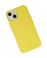 Newface iPhone 14 Plus Kılıf Nano içi Kadife Silikon - Sarı