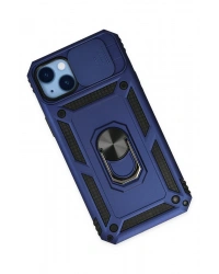 Newface iPhone 14 Plus Kılıf Pars Lens Yüzüklü Silikon - Lacivert