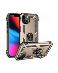 Newface iPhone 14 Plus Kılıf Sofya Yüzüklü Silikon Kapak - Gold