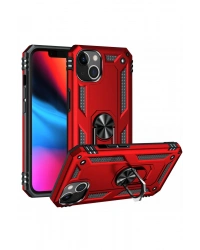 Newface iPhone 14 Plus Kılıf Sofya Yüzüklü Silikon Kapak - Kırmızı