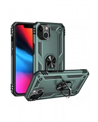 Newface iPhone 14 Plus Kılıf Sofya Yüzüklü Silikon Kapak - Yeşil