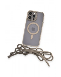 Newface iPhone 14 Pro Kılıf Divo Lazer Askılı Magsafe Kapak - Gold