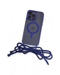 Newface iPhone 14 Pro Kılıf Divo Lazer Askılı Magsafe Kapak - Mavi