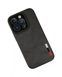 Newface iPhone 14 Pro Kılıf Loop Deri Silikon - Siyah