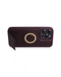 Newface iPhone 14 Pro Kılıf Merkür Magneticsafe Standlı Kapak - Derin Mor