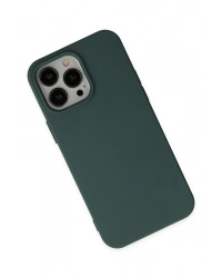 Newface iPhone 14 Pro Kılıf Nano içi Kadife Silikon - Koyu Yeşil