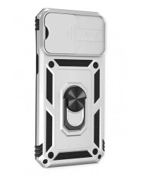 Newface iPhone 14 Pro Kılıf Pars Lens Yüzüklü Silikon - Gümüş