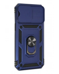 Newface iPhone 14 Pro Kılıf Pars Lens Yüzüklü Silikon - Lacivert