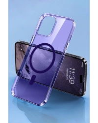 Newface iPhone 14 Pro Kılıf Tron Şeffaf Magsafe Kapak - Derin Mor