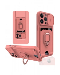 Newface iPhone 14 Pro Kılıf Zuma Kartvizitli Yüzüklü Silikon - Pembe