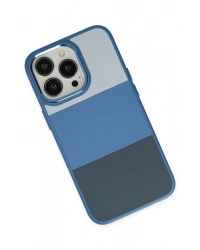 Newface iPhone 14 Pro Max Kılıf King Kapak - Açık Mavi-Lacivert