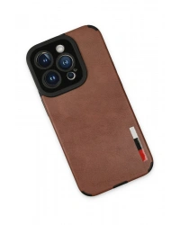 Newface iPhone 14 Pro Max Kılıf Loop Deri Silikon - Kahverengi