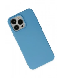 Newface iPhone 14 Pro Max Kılıf Nano içi Kadife Silikon - Mavi